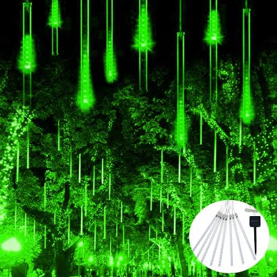 China Led Meteor Shower Rain Lights 8 LED Tube Meteor Rain Lights Solar Powered Icicle Raindrop Snow Falling Lights Cascading Lighting For Outdoor Garden for sale