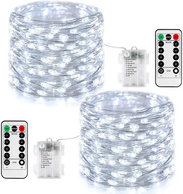 China 2 Packs 200 Battery Light High Quality Battery Operated 3AA Battery Led String Lights With Outdoor 8 Modes Outdoor Fairy Lights for sale