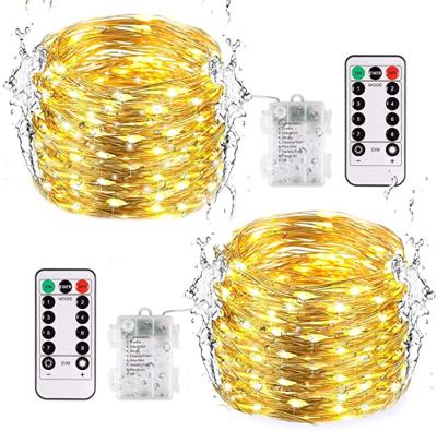 China Lovely Battery Powered 2 100 LED Fairy Lights Bundle 33ft With Outdoor 8 Modes LED Waterproof Colorful Fairy String Lights for sale