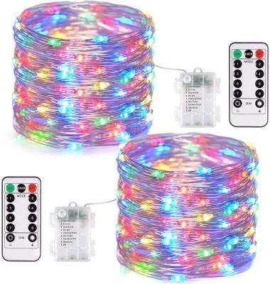 China Decorative String Light 2 Pack 100 LED 3AA Copper Wire LED Battery Operated Fairy Light Holiday String Lighting for sale