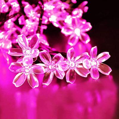 China Beautiful Solar Powered Garden Sakura String Light 50 LED Flower Solar Fairy Lights for sale