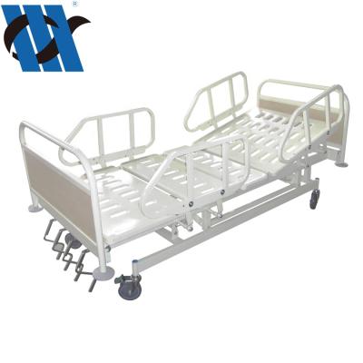 China Hospital clinic YC-T5111L 5 functions stainless steel medical patient hospital bed for patient used manual hospital bed for sale