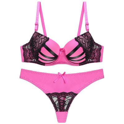 China One-piece lace sexy gathering bra set European and American gathering stereotypical hollow underwear set border for sale