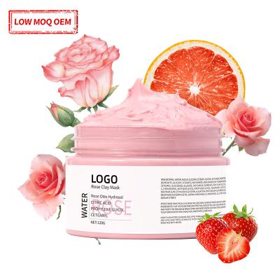 China Detox Rose Clay Mask Custom Facial Cleansing Moisturizer Whitening Natural Vegan Skin Care Cosmetic Rose Pink Facial Mud for sale