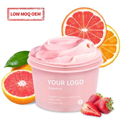 China Custom Vitamin C Wash Moisturizer Grapefruit Skin Care Hydration Mask With Rose And Strawberry Cream Soothing, Revitalization Facial Mask for sale