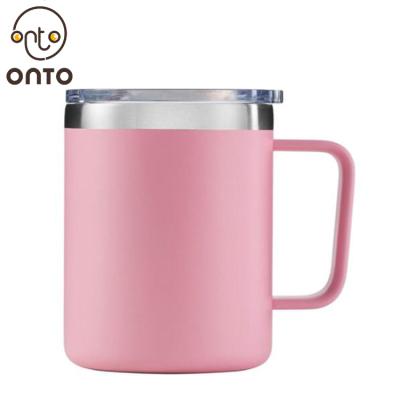 China With Lid Stainless Steel Double Wall Wine Tumbler Wine Mug, Insulated Coffee Mug With Handle And Lid for sale