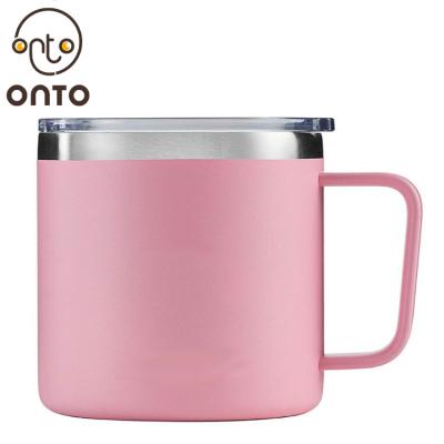 China Sustainable Double Wall Coffee Mug Eco - Friendly Stainless Steel , Pink Durable 304 Stainless Steel Cup Mugs for sale