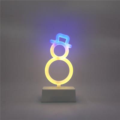 China 2019 New Design Christmas Decoration Christmas Led Table Night Light Snowman Neon Sign For Christmas Festival Decoration for sale