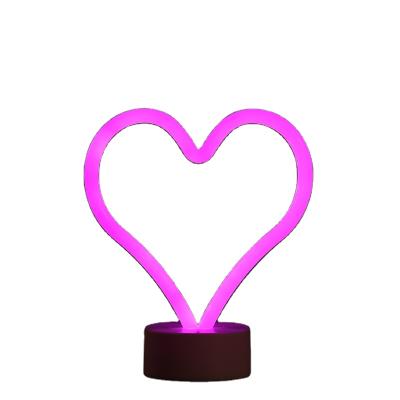 China 2021 New Style Heart Decoration Night Light Pink Decoration Neon Lamp For Kids Room Children Night Light for sale