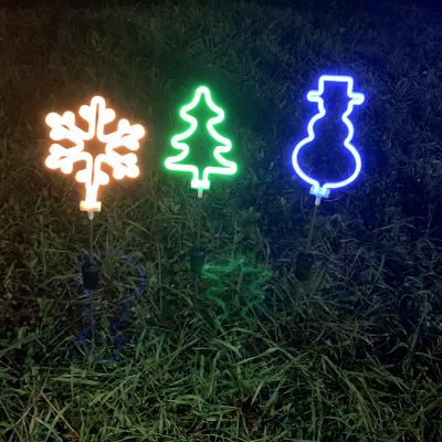 China Garden Customized Battery Operated Plastic Led Neon Light Garden Stake Light Waterproof Outdoor Lighting Theme Party Decoration for sale