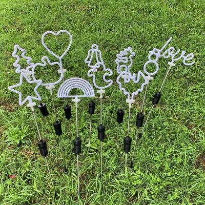 China Customized Led Neon Lamp Garden Plastic Battery Operated Night Outside Solar Garden Stake Light For Theme Party Decoration for sale