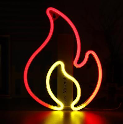 China Amazon Hot Wholesale Modern Customized Modern Flame Shape Led Neon Light Wall Decor By Battery And USB Neon Red Hot Flame Shaped LED Sign for sale