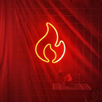 China Modern Wholesale Customized Modern Decorative Flame Lamp Led Neon Lamp Wall Room Decor By Battery And USB Neon Red Hot Flame Shaped LED Sign for sale