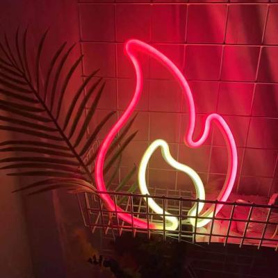 China Wholesale 2021 Modern Customized Decorative Led Flame Lamp Neon Light Wall Room Decor By Battery and USB Fire Neon Red Hot Lights for sale