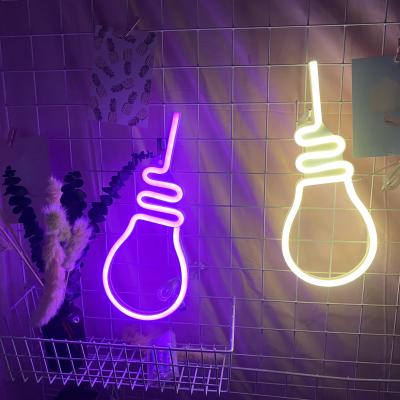 China Modern Custom Decor Modern Neon Sign Home Bulb Shaped Decorative Led Lights Neon Lamp Festival Wall Room Decor by Battery and USB Neon Lights for sale