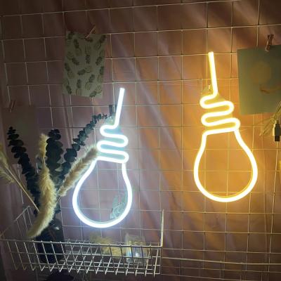 China Modern Modern Custom Neon Wall Sign Led Bulb Shape Lights Festival Indoor Decorative Light By Battery And Usb Led Neon Wall Sign for sale