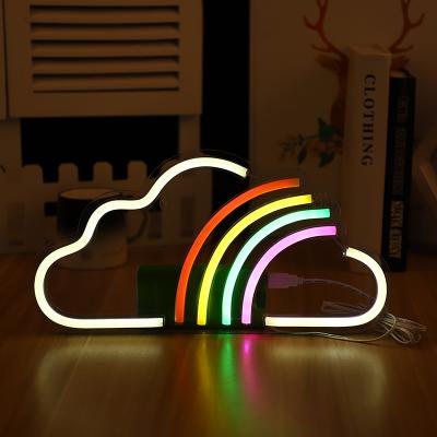 China Modern Custom Acrylic Lighting Sign Led Cloud Rainbow Shape Lights Decorative Rainbow Clouds Led Neon Lamp Festival Wall Room Decor for sale