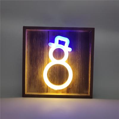 China Home Decoration Night Led Decorative Led Lamp Lights Custom Neon Lamp With Wooden Frame for sale