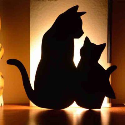 China Decorative LED Cat Shape Shade Lamp Wall Lamp Battery Operated Backlit Light For Room Decoration for sale