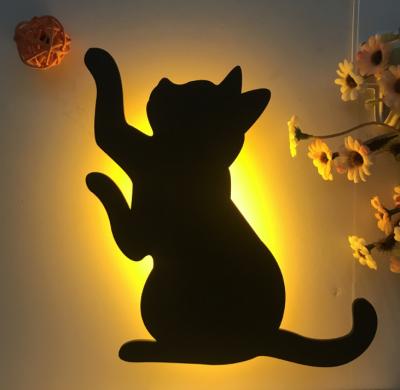 China Decorative Anima Nightl Light For Room Battery Operated Decorative LED Lamp Cat Shape Projection Lamp Wall Decoration for sale