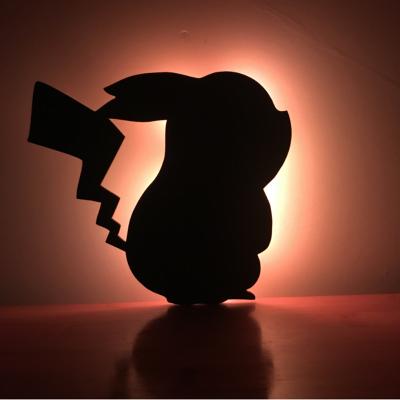 China New Room Design Light-operated Remote Control Silhouette Led Light Led Security Lights Pikachu Design for sale