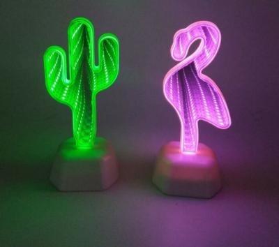 China Custom Decorative Led HPS+PVC HPS+PVC 3d Tunnel Mirror Light Night Desk Lamp Portable Led Flamingo Lamp for Kids and Party Decoration for sale