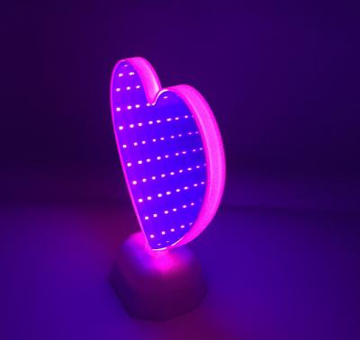 China HPS+PVC HPS+PVC 3d bathroom led tunnel mirror light portable heart night desk led lamp custom lamp for kids gifts and decoration for sale