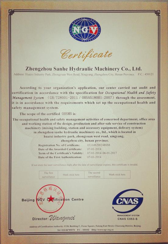 ISO14001:2004 - Zhengzhou Sanhe Hydropower Engineering Machinery Co.,Ltd.