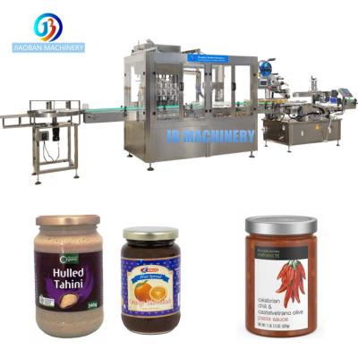 China JB-NJ4 2021 new design food monoblock machine glass bottle sauce fruit jam peanut butter filling filling capping machine price for sale