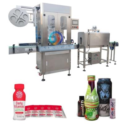 China Automatic Plastic Sleeve Plastic Shrink Label PVC Glass Bottle Products Pet Labeler Labeling Packing Machine With Shrink Tunnel for sale