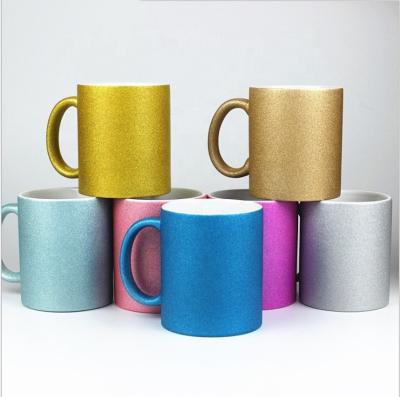 China Sustainable 11oz Glitter Sublimation Mugs Instant Heat Transfer Coated Custom Creative Ceramic Mug Mug for sale