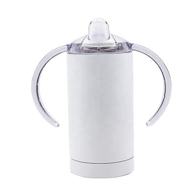 China 12 oz Double Wall Stainless Steel Vacuum White Handle Travel Cup Kids Sublimation Viable Skinny Straight Cup Baby Sippy Cup Tumbler for sale