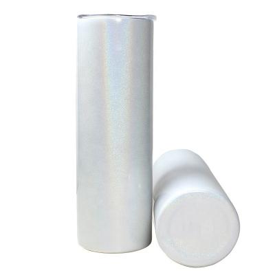 China Stocked Wholesale 20oz Sublimation Stainless Steel Skinny Tumbler Glitter For Gift Skinny Tumbler for sale