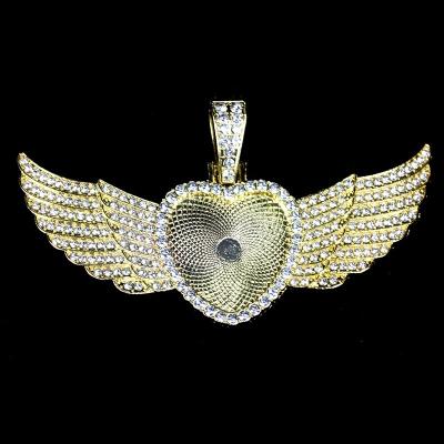 China Hot Sale Angel Wing Pendant Sublimation Blank Angel Wing Necklace from Hiphop factory for sale