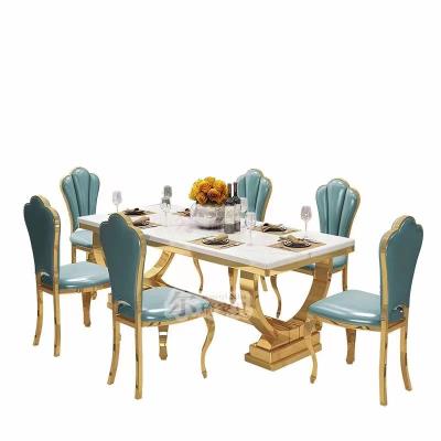 China New Design Extendable White Rectangle Dining Table Rectangle Marble Dining Table With 8 Chairs Marble Top for sale