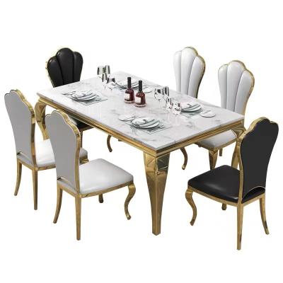 China Stable Quality Extendable Luxury Style Rectangle Marble Dining Table for sale