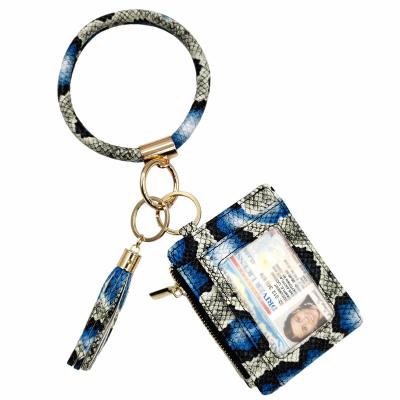 China Fashion Key Chain Bracelet With Credit Card Holder For Women Wristband Tassel Keychain ID Wallet For Lady Girls for sale