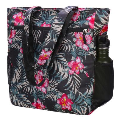 China 2021 Fashion Wholesale Women Tote Bag Travel Shopping Beach Waterproof Nylon Shoulder Bag With Zipper Pockets for sale