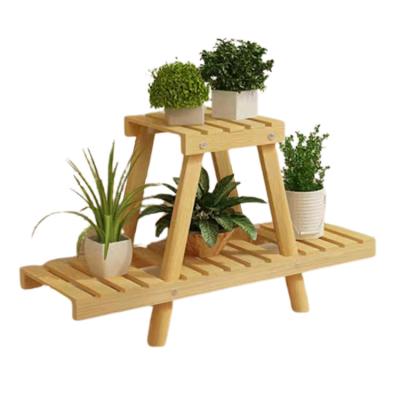 China Professional Art Folk Madeholder for Indoor Wooden Pot Shelf Rack Plant Flower Wooden Shelf for sale