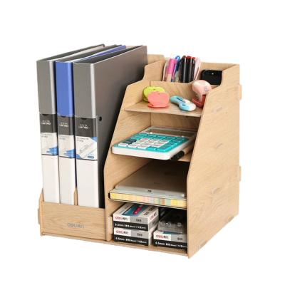 China Wholesale Wooden File Shelf Eco-friendly Pen Holder Office Supplies Desktop Various Storage Boxes for sale