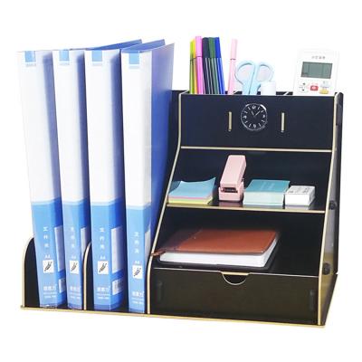 China Eco-friendly Modern Wooden Mesh Office File Holder Desk Box Office Supplies Muti-slot Organizer for sale