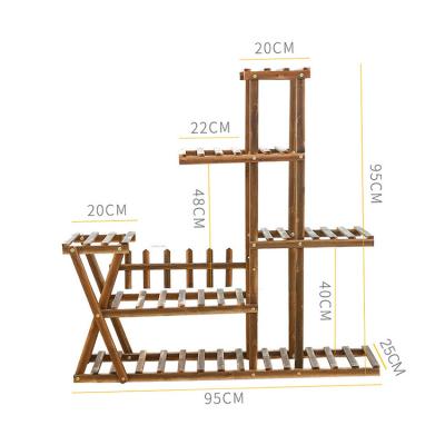 China Eco-friendly Customized Factory Tier Rack Multi Wooden Shelves Bonsai Flower Display Stand for sale