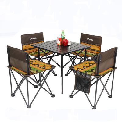 China Portable Folding Picnic Table Easy-carry Self Driving Outdoor Camping Table Aluminum Alloy Table and Chair Set for sale