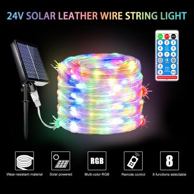 China Remote Control LED Solar Leather Cord Light Outdoor Holiday Decoration Light for sale