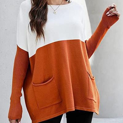 China QUICK DRY High Quantity Long Sleeve Jump Knit Plus Size Pullover Sweater For Women With Two Pockets for sale