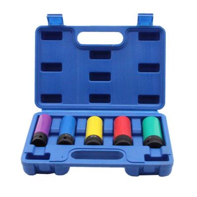 China Carry Ready Easy To Board 5pcs 1/2 Inch CRV Hardware Durable Impact Socket Sets Colored Tape To Protect Surface Phosphating for sale