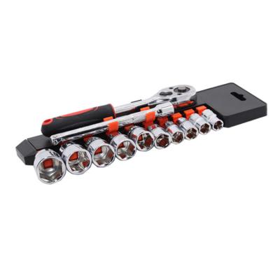 China HEX Customized 12pcs 3/8 Inch Socket Sets With 24T Ratchet With Plastic Hanger for sale