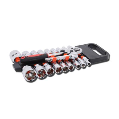 China HEX Customized 20 Pcs 3/8 Inch Combination Socket Sets With 24T Ratchet Wrench With Plastic Hanger For Auto Repair for sale