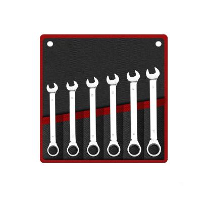 China OEM Durable Foldable Gear Combination Ratchet Open End Wrench Set With Canvas Hanging Bag for sale