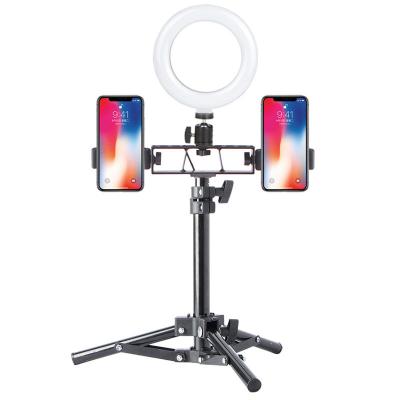 China selfie ring light with tripod stand Live Stream Tiktok Beauty Facial make up 10 inch LED ring light with 2 cell phone holder ZMLD09 for sale